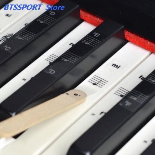 42.5* 8.5mm Key Piano Stickers Transparent Piano Keyboard Sticker Piano Stave Electronic Keyboard Name Note Sticker Accessories