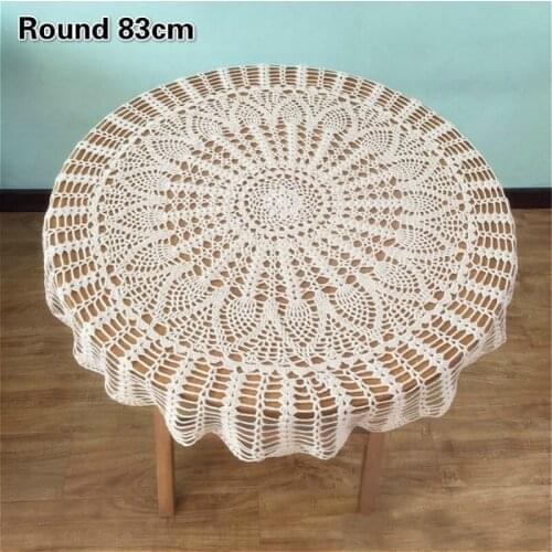 Traditional Folk Hand Crochet Cotton Thread Idyll Tablecloth Balcony Bedroom Coffee Round Table Mat Christmas Wedding Decoration