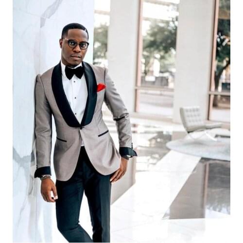 High Quality One Button Groom Tuxedos Shawl Lapel Groomsmen Men Blazers Suits (Jacket+Pants+Tie) NO:464