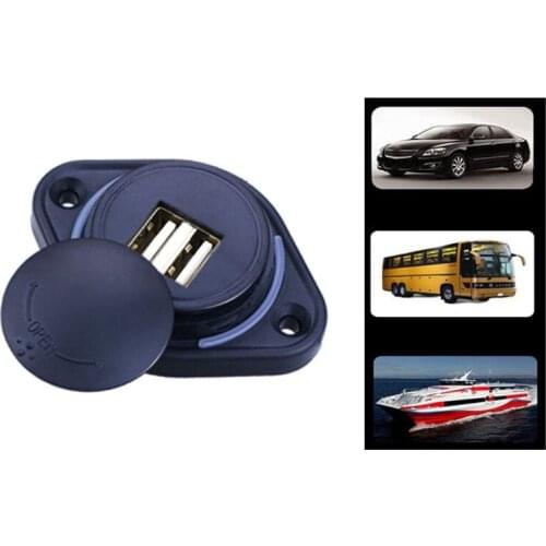 Dual USB Charger Socket Waterproof Power Adapter Outlet 2Ports Quick Charge 12/24V 3.1 A Port for Car Boat Marine Mobile