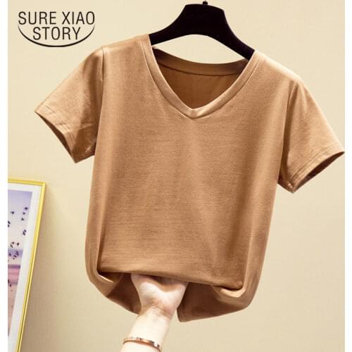 2020 Summer Casual Plus Size Blouse Women Cotton Shirts New Solid S-5XL 8 Colors V-collar Short Sleeve Shirts Ladies Tops 9486