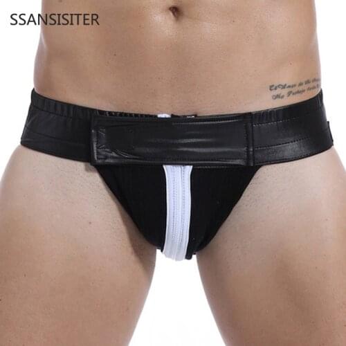 Sexy Men Thong G-string Jockstrap Lingerie Erotic Backless Zipper Open Crotch Tanga Hombre Sexi Gay Panties String Underwear