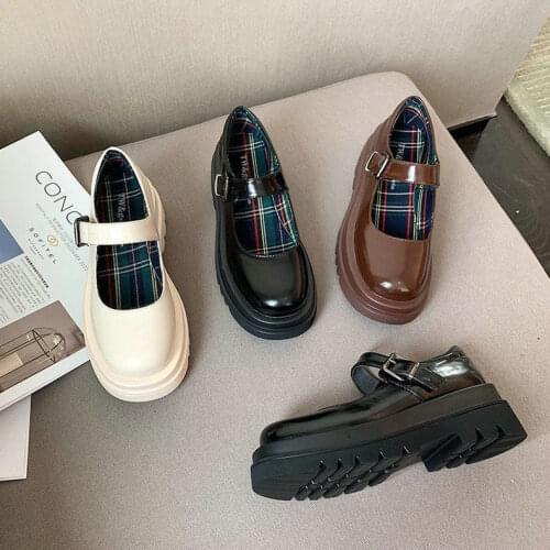 White Mary Jane Shoes for Women 2021Autumn Chunky Platform Ankle Strap Pumps Woman Thick Bottom Lolita Shoes cute Harajuku shoes