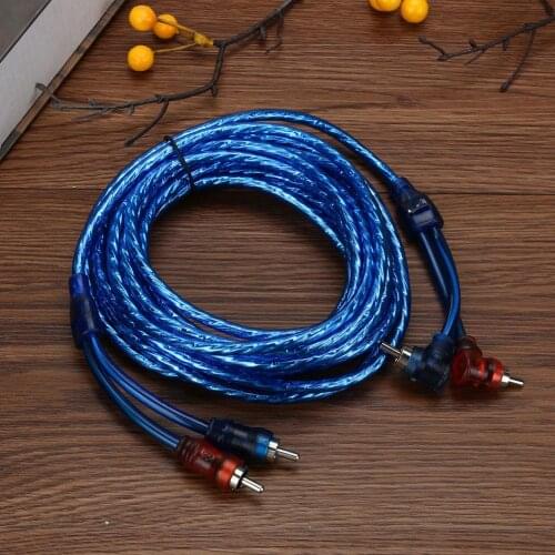 1/2/5m 2 RCA to 2RCA Plug Copper Audio Cable RCA Plug Audio Cord Line Amplifier Braided Cable For Car Audio System Cinema Stereo
