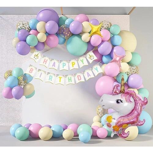 147Pcs/Set Unicorn Balloons Arch Kit Latex Pink Balloons Birthday Party Decor Wedding Party Decoration Kids Baby Shower Supplies