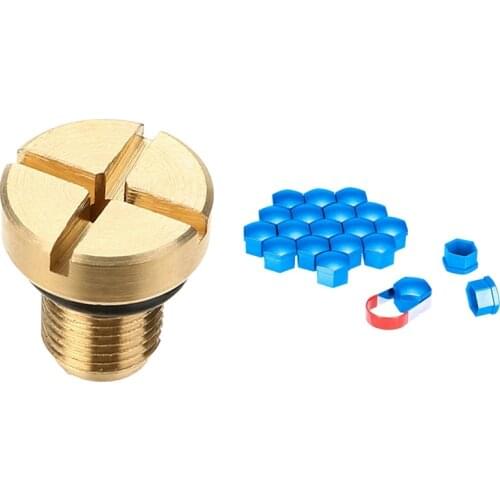 20Pcs 17mm Car Plastic Caps Bolts Covers Nuts Alloy Wheel & 1x Radiator Overflow Coolant Expansion Tank Bleeder Screw
