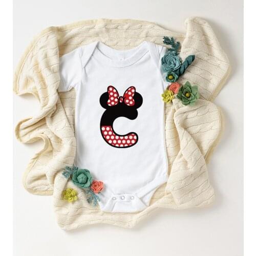 2021 Newborn Clothes Summer White Soft Baby Boys Girls Rompers Minnie Mouse Alphabet ABC Printed Infant Toddler Onesie