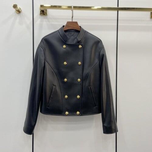 2021 Woman Coats Natural 100% Sheepskin Leather Jackets Female Windbreaker Sheepskin Leather Overcoat H731