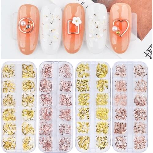 3D Nail Art Decorations Flat Back Crystal Rhinestones Hollow Star Moon Shape Nails Studs Rivet Mini Beads Nail Accessories