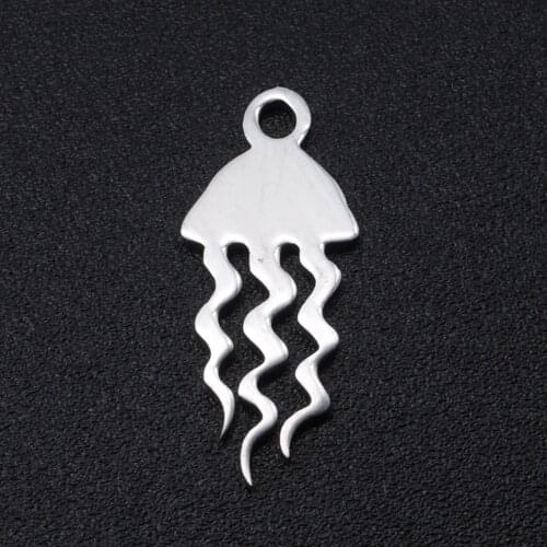 5pcs/lot 100% Stainless Steel Jellyfish Charm Pendants Wholesale DIY Necklace Bracelet Making Charms Accept OEM Order