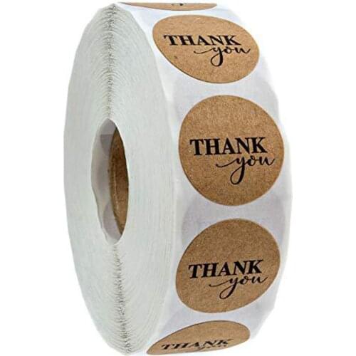 100-500pcs 1inch Kraft Paper Thank You Stickers Scrapbooking For Seal Adhesive Label Roll Cute Sticker For Package Sticker
