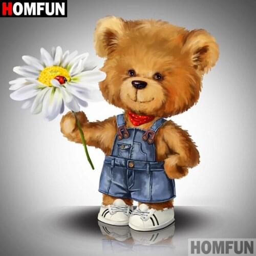 HOMFUN 5D DIY Diamond Painting Full Square/Round Drill "Cartoon bear" 3D Embroidery Cross Stitch gift Home A08594