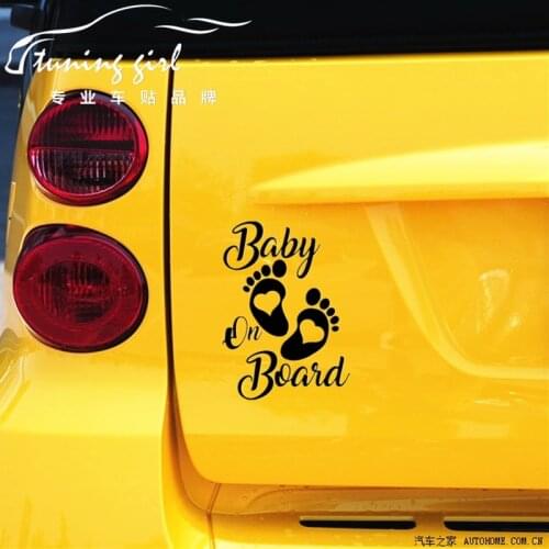 Car Stickers Baby On Board In Car Footprint Creative Decoration Decals For Trunk Windshield Auto Tuning Styling Vinyls D30