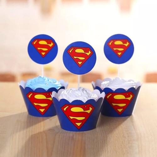 Free shipping 120pcs/lot=10bag paper cartoon cupcake wrapper and topper for baby boy birthday showers party cake decorations