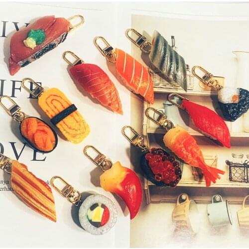 1PC Resin Simulation Sushi Keychain Keyring For Women Men Gift Japanese Cuisine Bag Car Holder Food Model Pendant Keychain