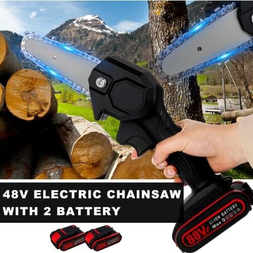 1080W Electric Pruning Saw Lithium Battery Rechargeable One-handed Woodworking Mini Brushed Electric Chain Saw Garden Logging