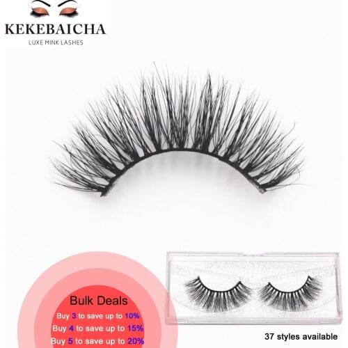 KEKEBAICHA Natural Look Eyelashes 3D Mink False Eyelash Cruetly Free Handmade Full Strip Lashes Natural Long Fake Eyelash Makeup