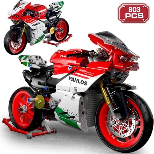 Technical Expert Car Model Building Blocks Creator Red Motorcycle Traffic Great Vehicle Kits Bricks Toys for Boys Birthday Gifts