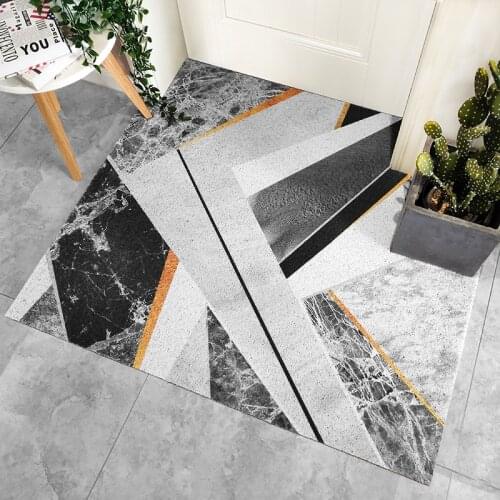 PVC Silk Loop Dust-proof Rug Marble Geometry Design Carpet t Anti-Fatigue Foam Non-slip Mat Waterproof and Oil Proof Area Rugs