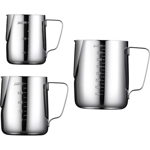 Household Stainless Steel Coffee Frothing Pitcher Pull Flower Cup Milk Frothing Cup Milk Jug Cup Sliver