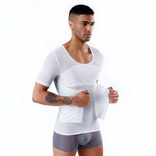 Summer mens body shaping clothing, abdomen, fitness waist, invisible short sleeve shape clothing