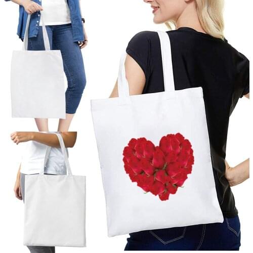 Reusable Shopping Bag Love Pattern Beach Handbags Foldable Shopper Bags Womens Shoulder Bag Eco-friendly Big Shopping Bag