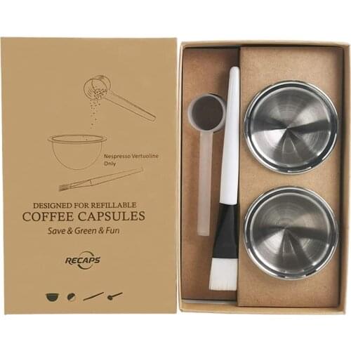 RECAPS Stainless Steel Refillable Filter Reusable Pods 300ml Compatible with Nespresso Vertuoline Coffee Machines