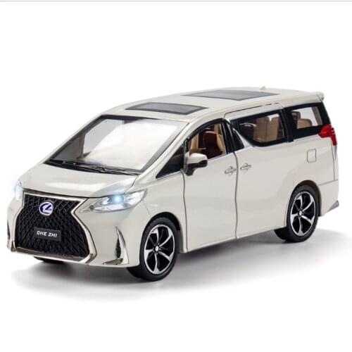 1:24 simulation Lexus lm300h childrens toy MPV alloy car model decoration boys birthday Christmas New Year gift White Car