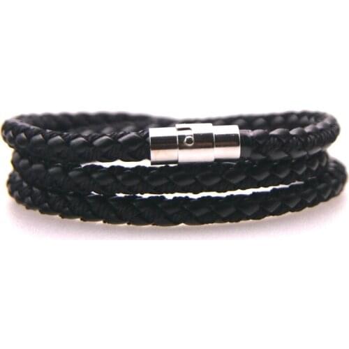Trendy Genuine Leather Bracelets Men Stainless Steel Multilayer Braided Rope Bracelets for Male Female Bracelets Jewelry