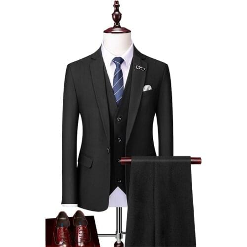 Pure Color Mens Formal Suits Black Gray Khaki Large Size 6XL Men Business Banquet Wedding Groom Dress Suit