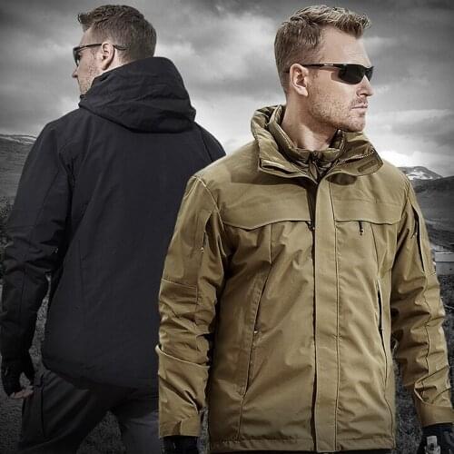 Men Slim Thick Warm Top Instructor Tactics three-in-one thickening and heat preservation removable two-piece winter climbing sui