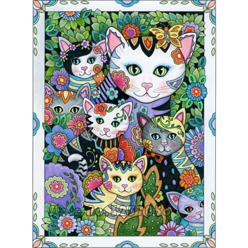 Cartoon Cat Full Diamond Mosaic Needlework Diy Diamond Painting Kit 5D Diamond Embroidery Cross Stitch Rhinestones Decoration
