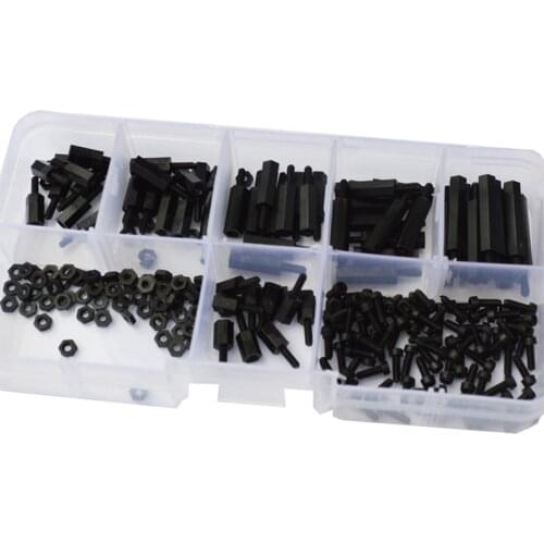 M2 Nylon Hex Male Female Standoff Pillar Mount Thread PCB Plastic Hexagon Motherboard Spacer Bolt Screw Nut Black Assortment Kit