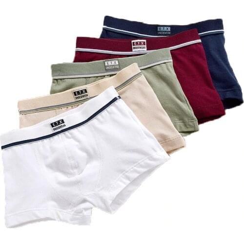 5pcs/lot Solid Color Boy Panties Cotton Children Breathable Underwears Boxer Panties For Boys Students Shorts Pants Briefs BU014