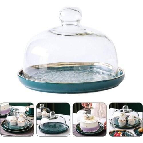 Cake Stand Cake Plate Server with Dome Dessert Cake Cover Butter Dish Dome Tray Plate Fruit Platter 6- Inch