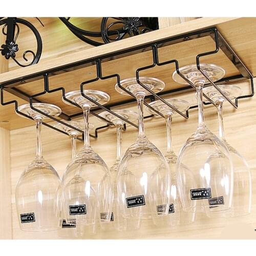Wine Glass Holder Hanging Plug-in Drinking Goblet Cup Holder With 4 Slots Iron Creative Hanging Cup Kitchen Storage Holders Tool