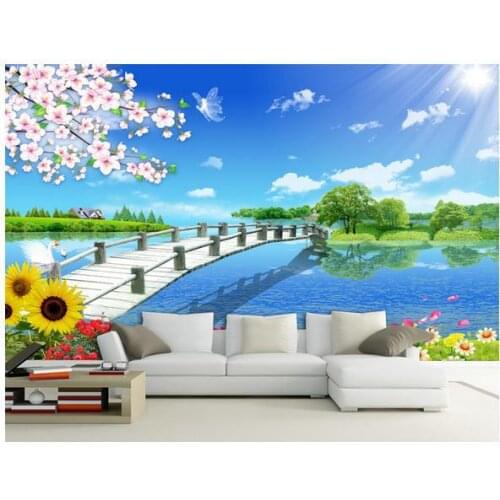 Custom 3d wallpaper Non-woven The sitting room 3 d rural pastoral landscape TV sofa background wall paintings wallpaper