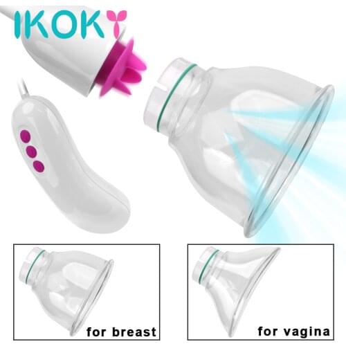 IKOKY Nipple Sucker Breast Vagina Pump Clitoris Stimulator 2 In 1 Vibrators 5+2 Sucking Licking Modes Sex Toys For Women