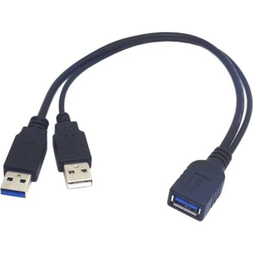 USB 3.0 Female to Dual USB Male Extra Power Data Y Extension Cable for 2.5" Mobile Hard Disk