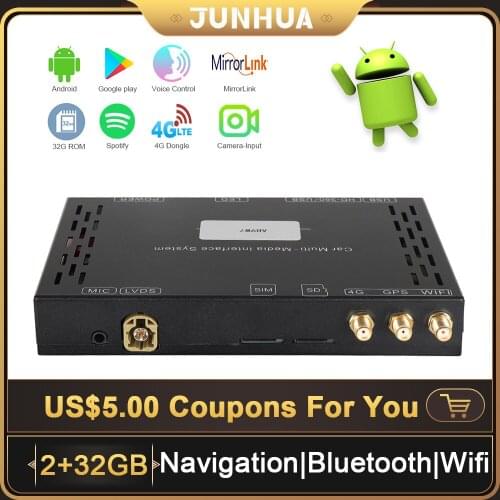 JUNHUA Video Interface Android 9 Infotainment Box GPS Navi 4G LTE SIM For VW Tiguan Polo Golf 5 6 Passat B7 B8 Seat Leon Skoda
