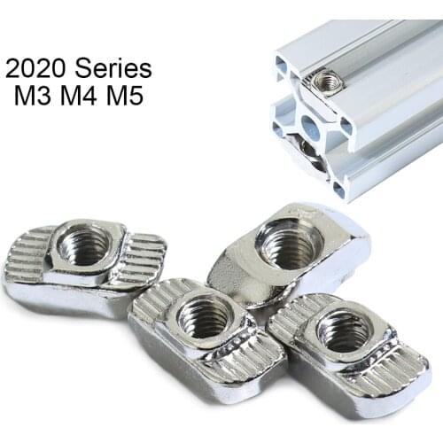 100pcs 50 pcs M3/M4/M5 for 20 Series Slot T-nut Sliding T Nut Hammer Drop In Nut Fasten Connector 2020 Aluminum Extrusions