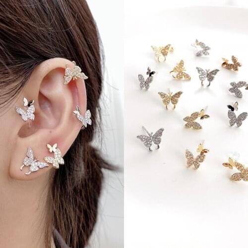 New Korean Cute Crystal Butterfly Earrings For Women Girls Lovely Gold Color Earring Set Mix Style Simple Fashion Jewelry Gifts