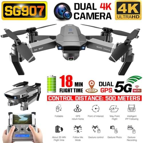 ZLRC SG907 GPS Drone with 4K HD Dual Camera Wide Angle Anti-shake WIFI FPV RC Quadcopter Foldable Drones Professional Follow Me