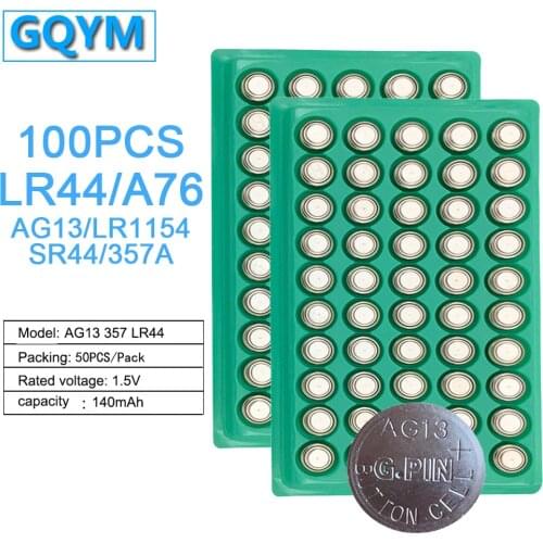 100pcs LR44 A76 AG13 Coin Button Battery For Watch Calculator