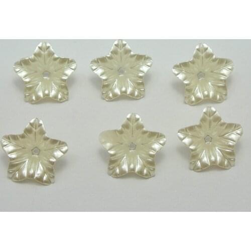 100 Ivory Acrylic Pearl Bead Cap Bellflower Bell Flower Beads 16mm