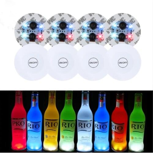 5/10Pcs Mini Glow Coaster LED Drink Cup Mat Bottle Light Stickers Festival Nightclub Bar Party Vase Decoration LED Glorifier