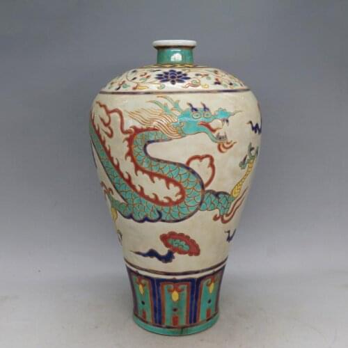 Antique MingDynasty(JingTai) porcelain vase,Dragon,Pastel Glaze,hand painted crafts /collection & adornment,Free shipping