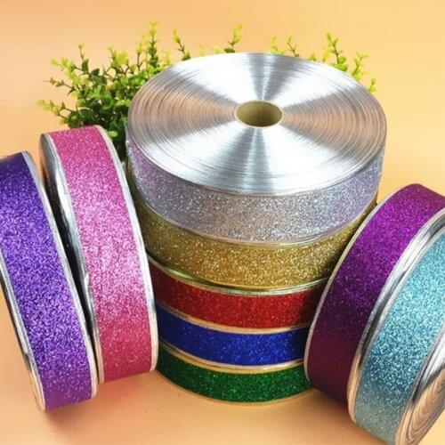 2m Sparkle Ribbon Gold Silver Glitter Ribbons Wedding Gift Wrapping Christmas Trees Halloween Party DIY Scrapbooking Crafts