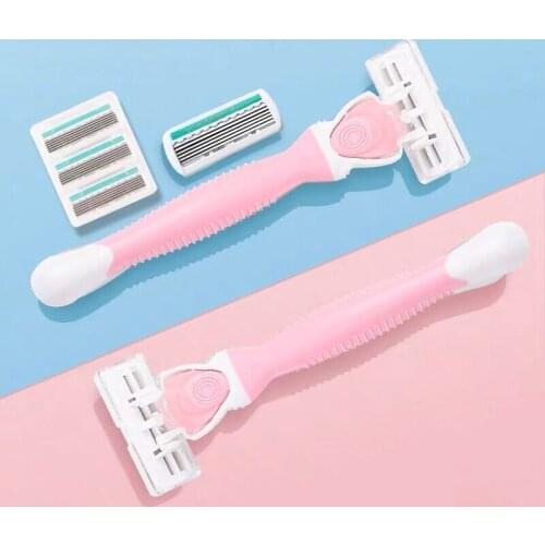 Razor Handle and 6-layer Razor Blades Manual Shaving for Women Use for Bikini/Body/Face/Underarm