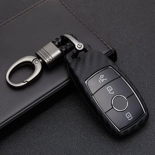 Carbon Fiber Pattern Car Keychain Cover For Mercedes Benz W213 AMG 2017 E S Class E300 E260 E200 E300L E200L E320 W205 S213 C238